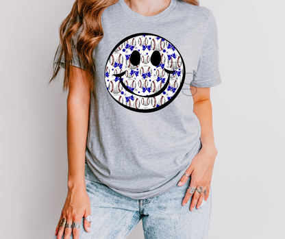 Baseball Blue Bow Smiley Custom T-Shirt