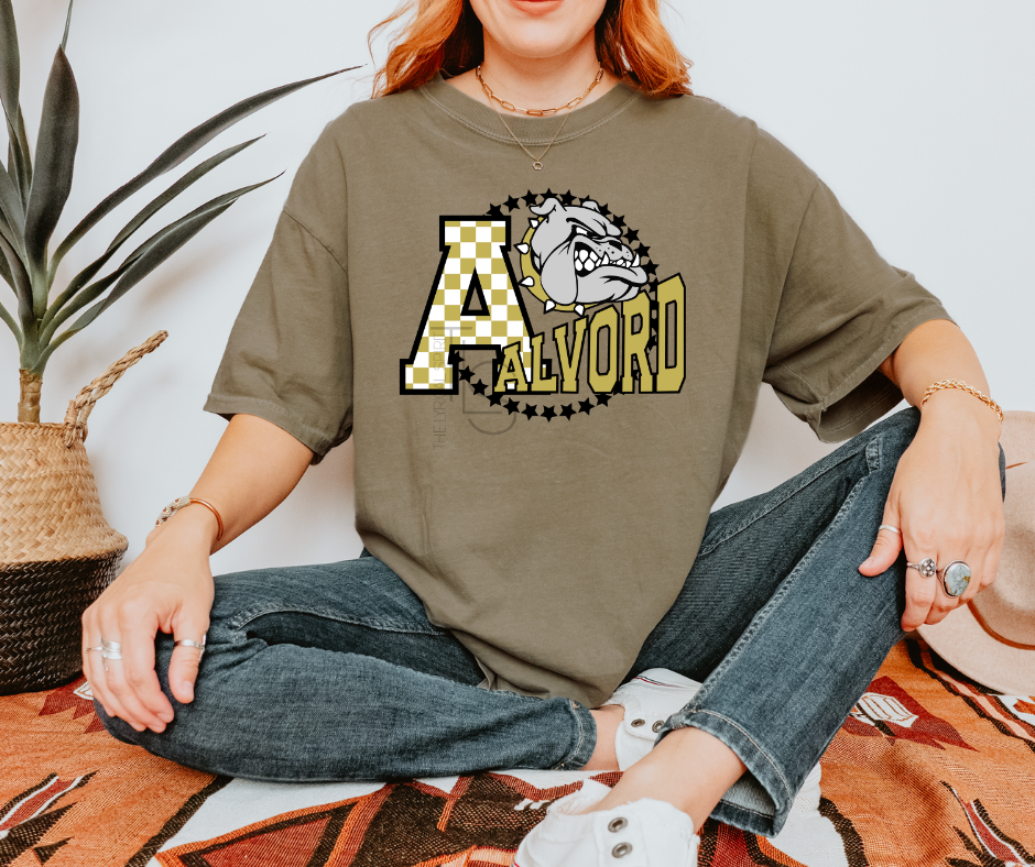 Alvord Bulldogs Checkered Circle Custom T-Shirt