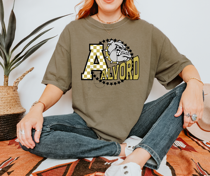 Alvord Bulldogs Checkered Circle Custom T-Shirt