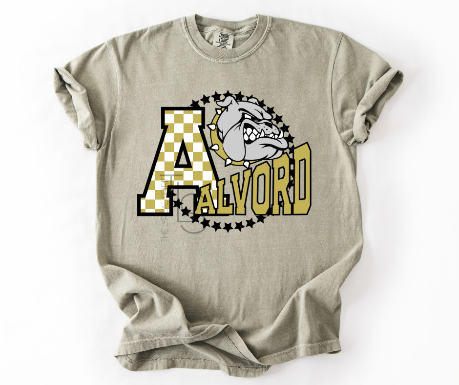 Alvord Bulldogs Checkered Circle Custom T-Shirt