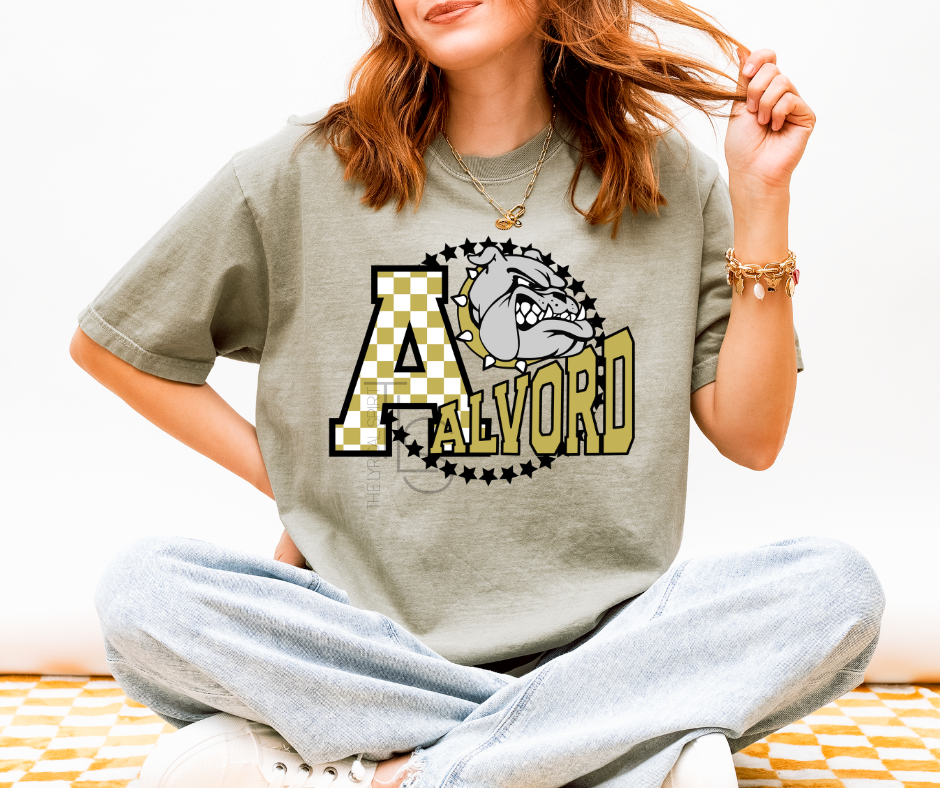 Alvord Bulldogs Checkered Circle Custom T-Shirt