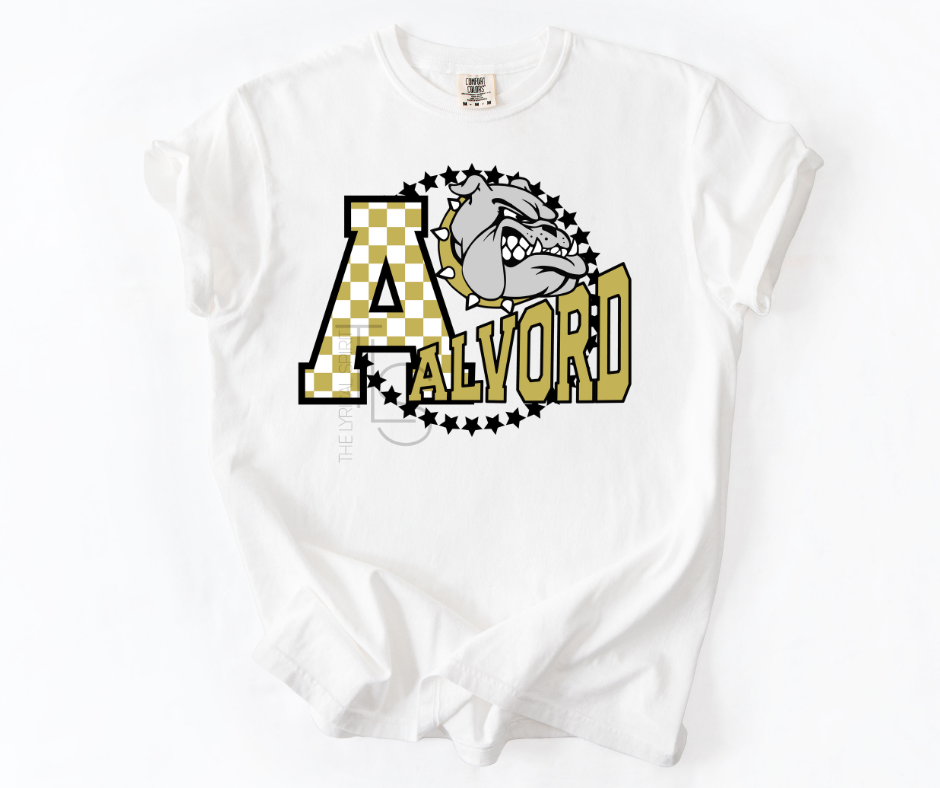 Alvord Bulldogs Checkered Circle Custom T-Shirt