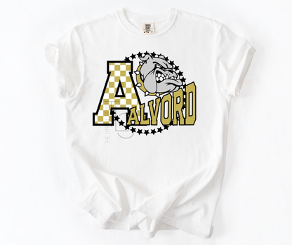 Alvord Bulldogs Checkered Circle Custom T-Shirt
