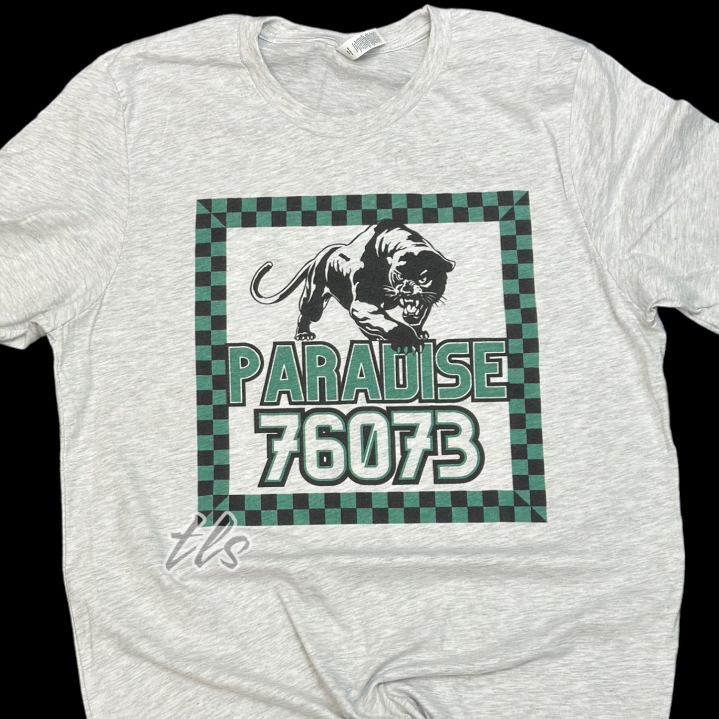 Panthers Zip Code Square Checkered Spirit Wear T-Shirt