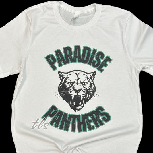 Curved Paradise Panthers Spirit Wear T-Shirt