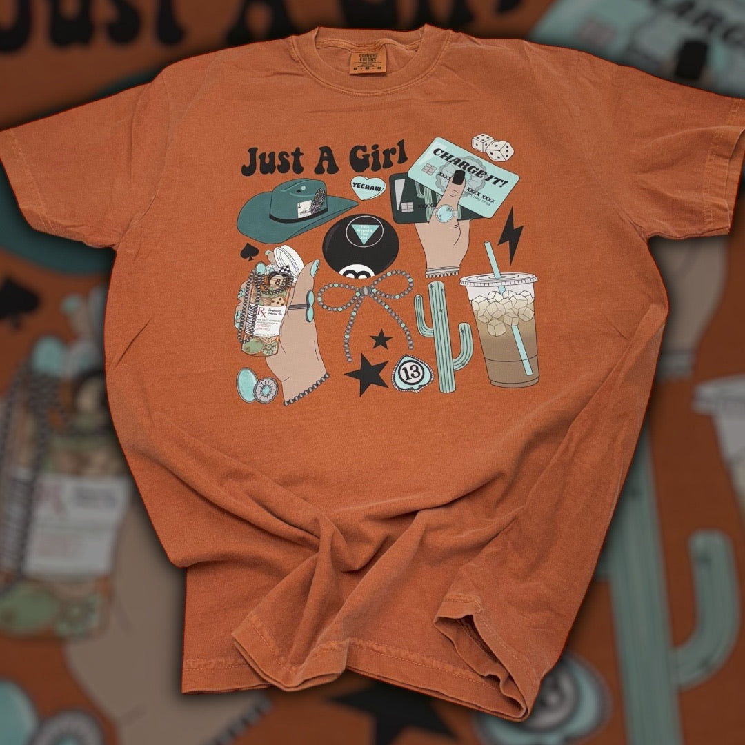 Just A Girl Turquoise Western T-Shirt