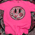 Floral Smiley Neon Pink T-Shirt