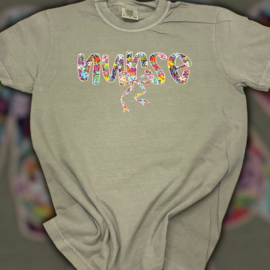 Nurse Florals Bow T-Shirt