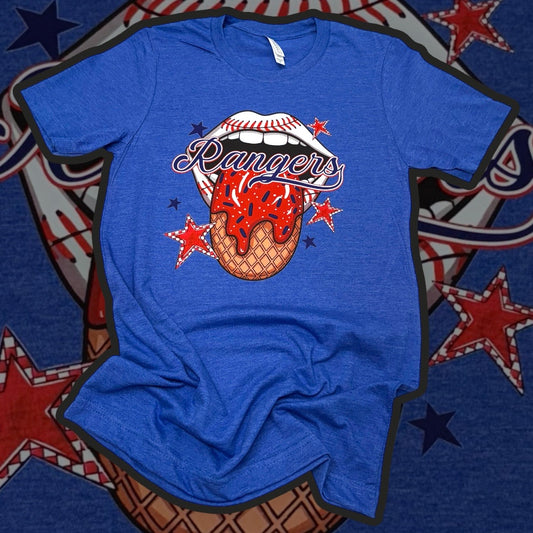 Rangers Baseball Tongue Drip T-Shirt