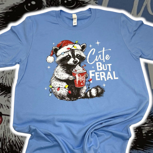Cute But Feral Christmas Raccoon T-Shirt