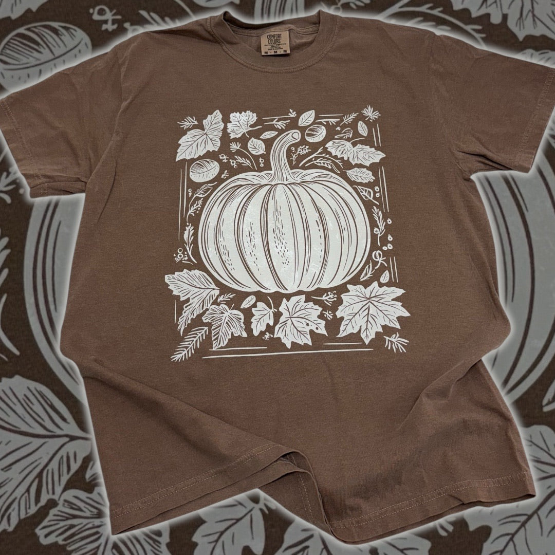 Pumpkin Fall White Distressed T-Shirt