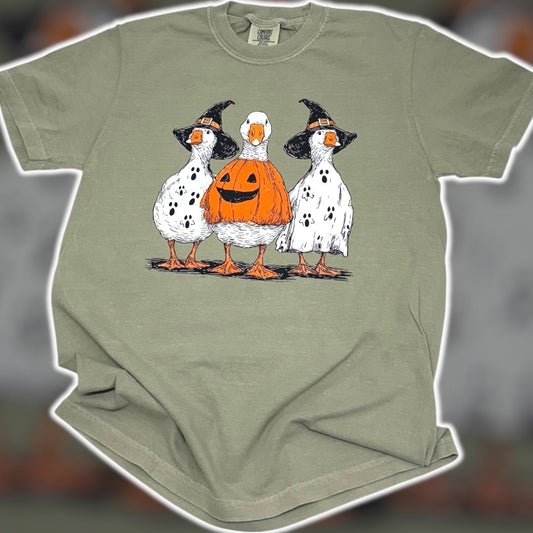 Halloween Pumpkin Goose Friends T-Shirt