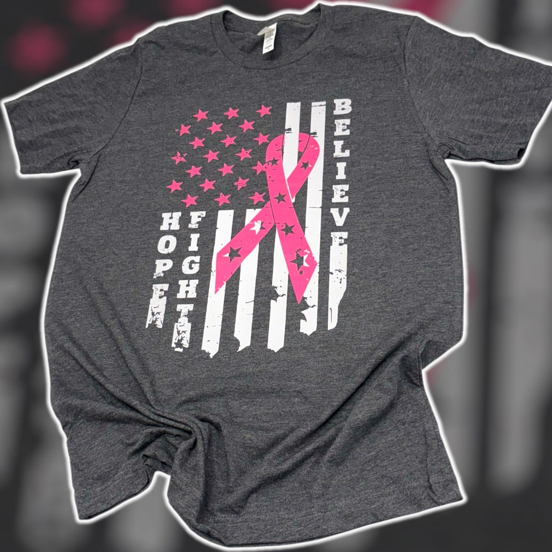 Hope Fight Believe Breast Cancer Awareness T-Shirt