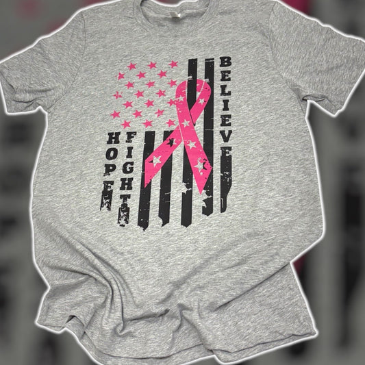 Hope Fight Believe Breast Cancer Awareness T-Shirt