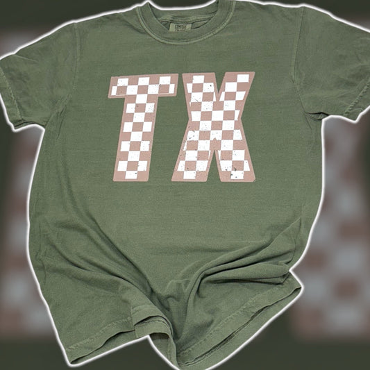 TX Brown Checkered T-Shirt