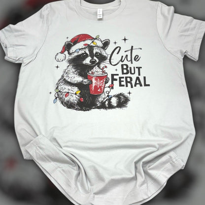 Cute But Feral Christmas Raccoon T-Shirt