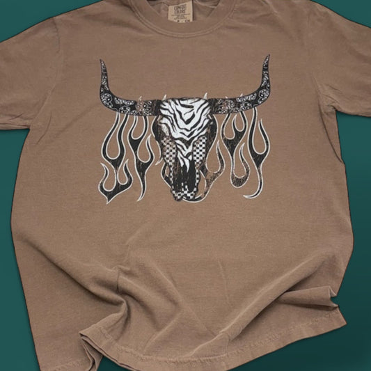 Zebra Bull Skull T-Shirt