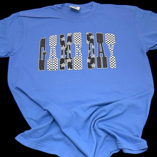 Game Day Black Checker Stars T-Shirt