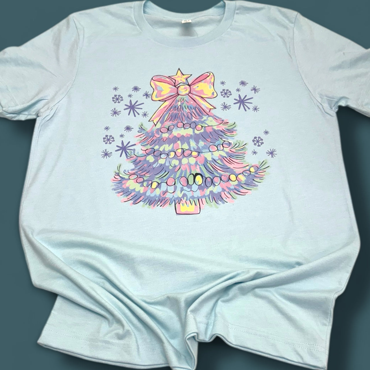 Painted Christmas Tree Ice Blue T-Shirt