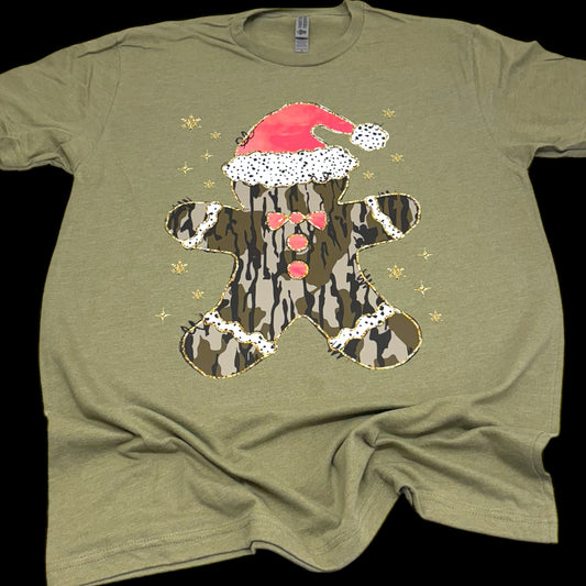 Gingerbread Camo Santa Hat T-Shirt