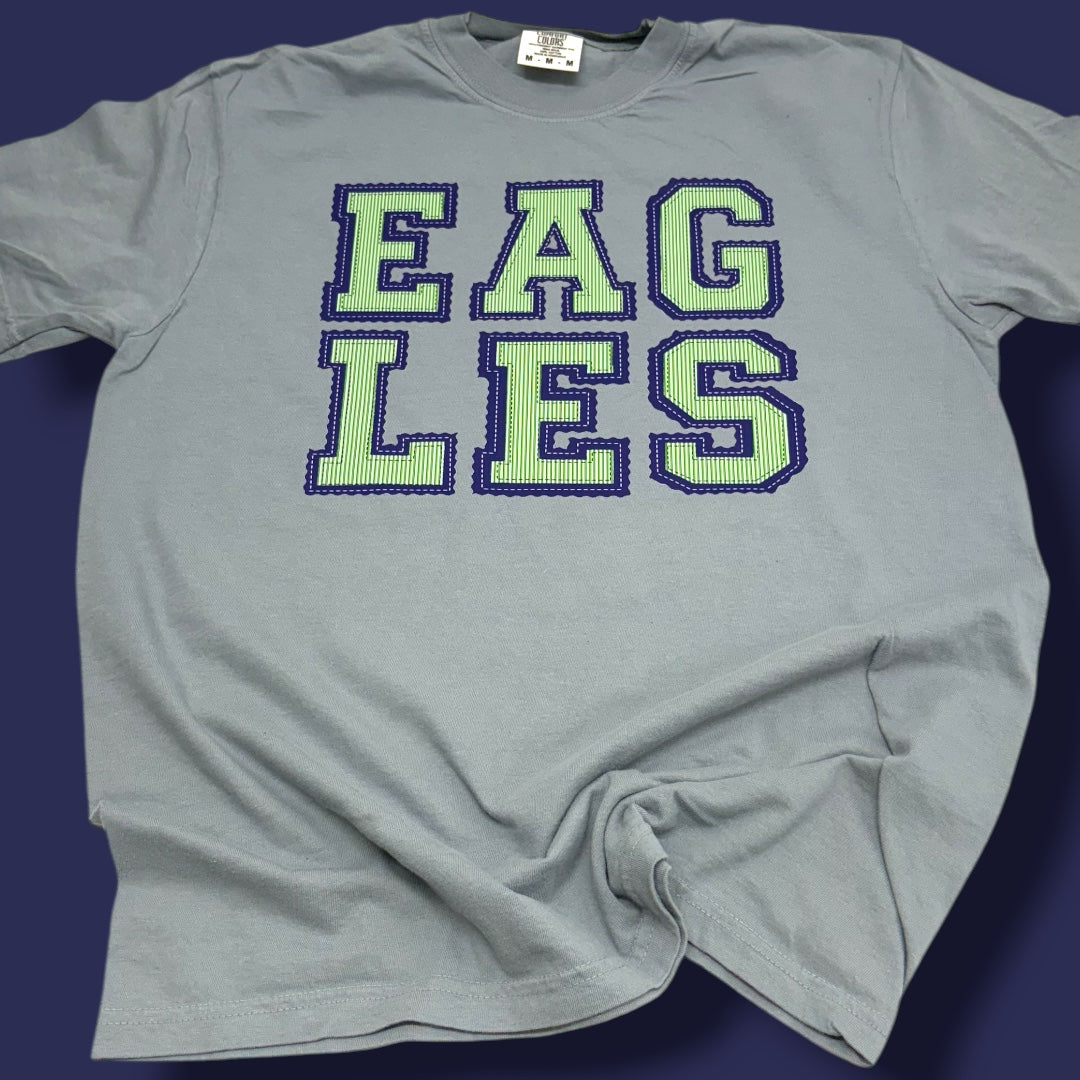 Eagles Green Faux Embroidery T-Shirt