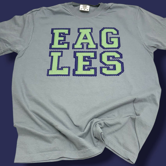 Eagles Green Faux Embroidery T-Shirt