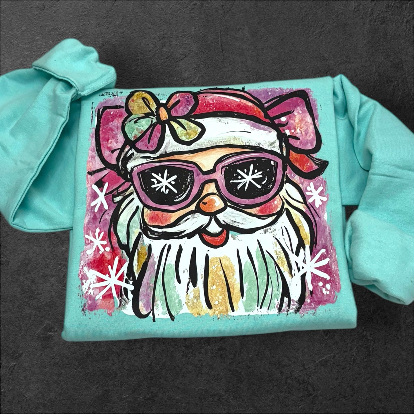 Painted Santa Mint Crewneck Sweatshirt