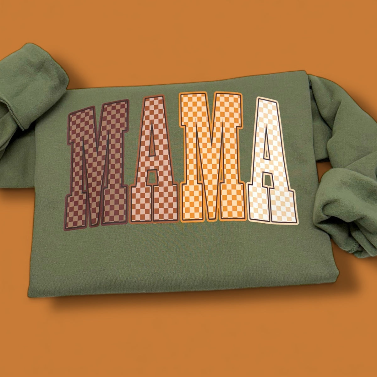 Mama Checkered Neutrals Crewneck Sweatshirt
