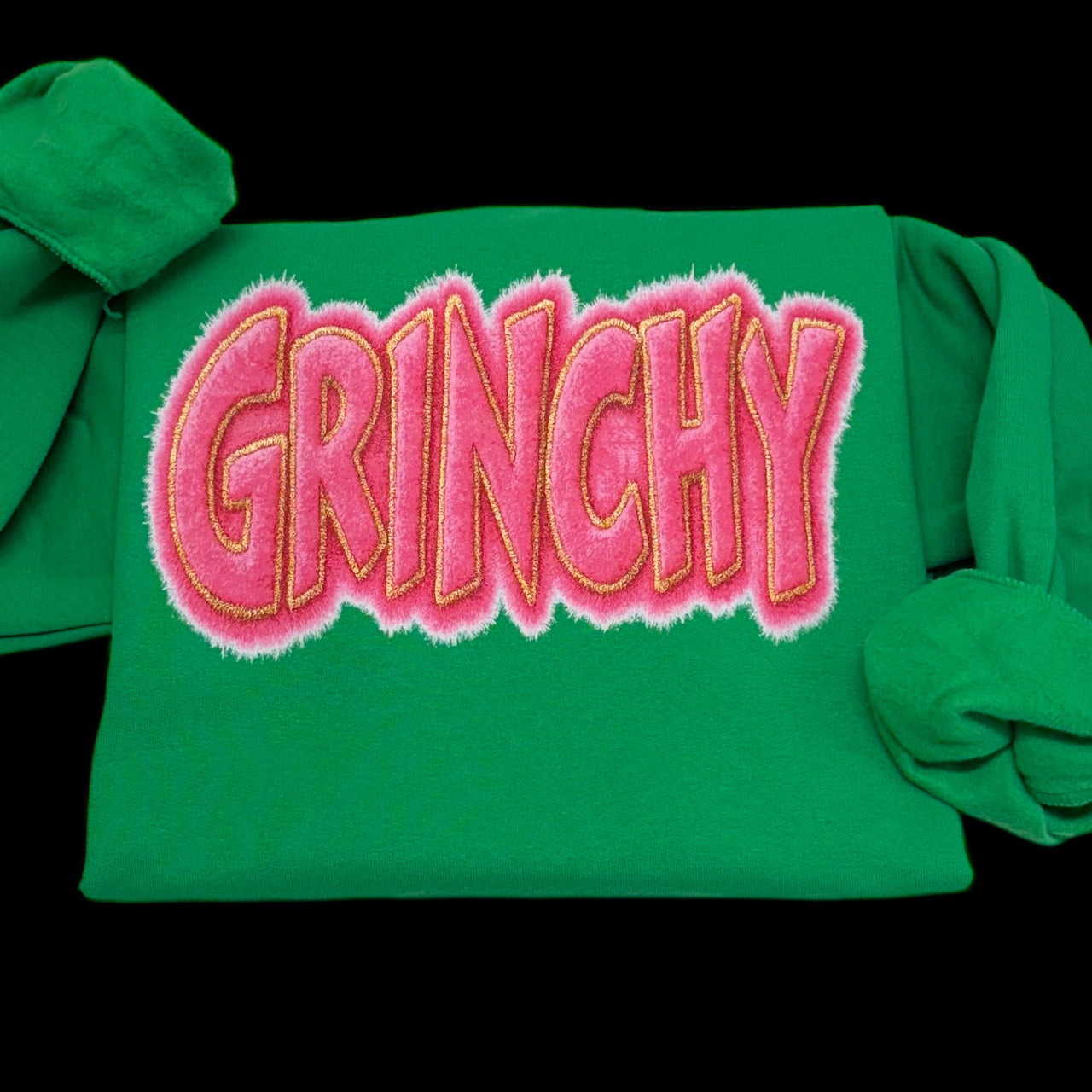 Green Face Faux Fur Sweatshirt