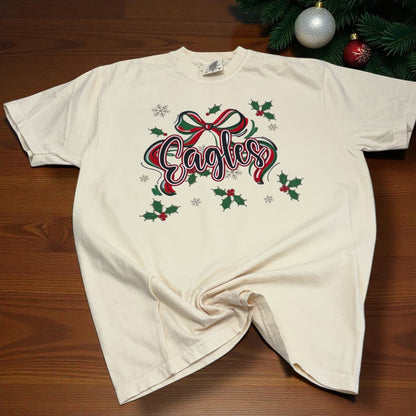 Eagles Christmas Bow Mistletoe T-Shirt