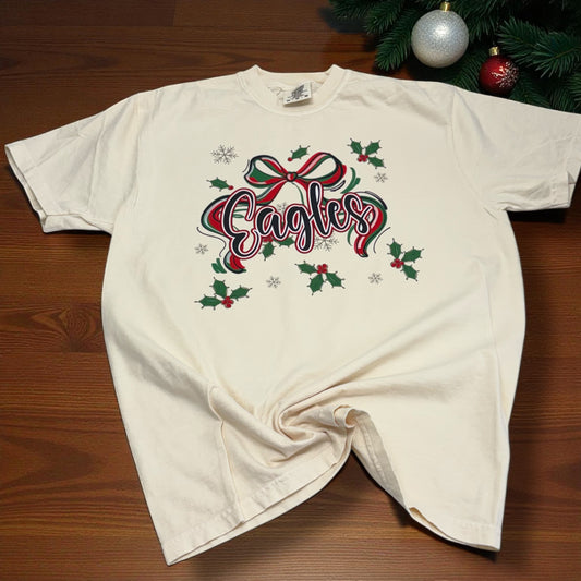Eagles Christmas Bow Mistletoe T-Shirt