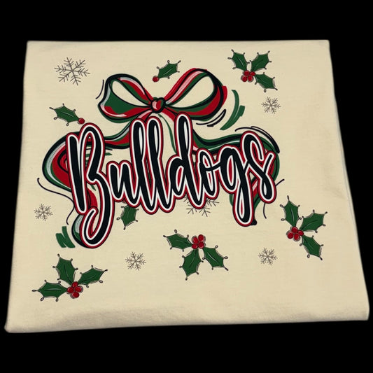 Bulldogs Christmas Bow Mistletoe T-Shirt