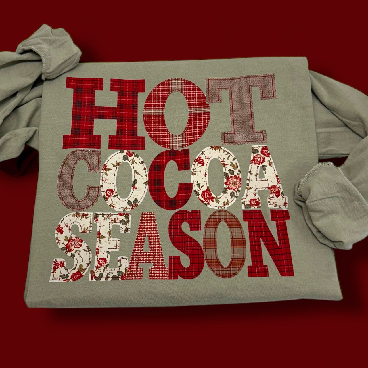 Hot Cocoa Season Patchwork Christmas T-Shirt
