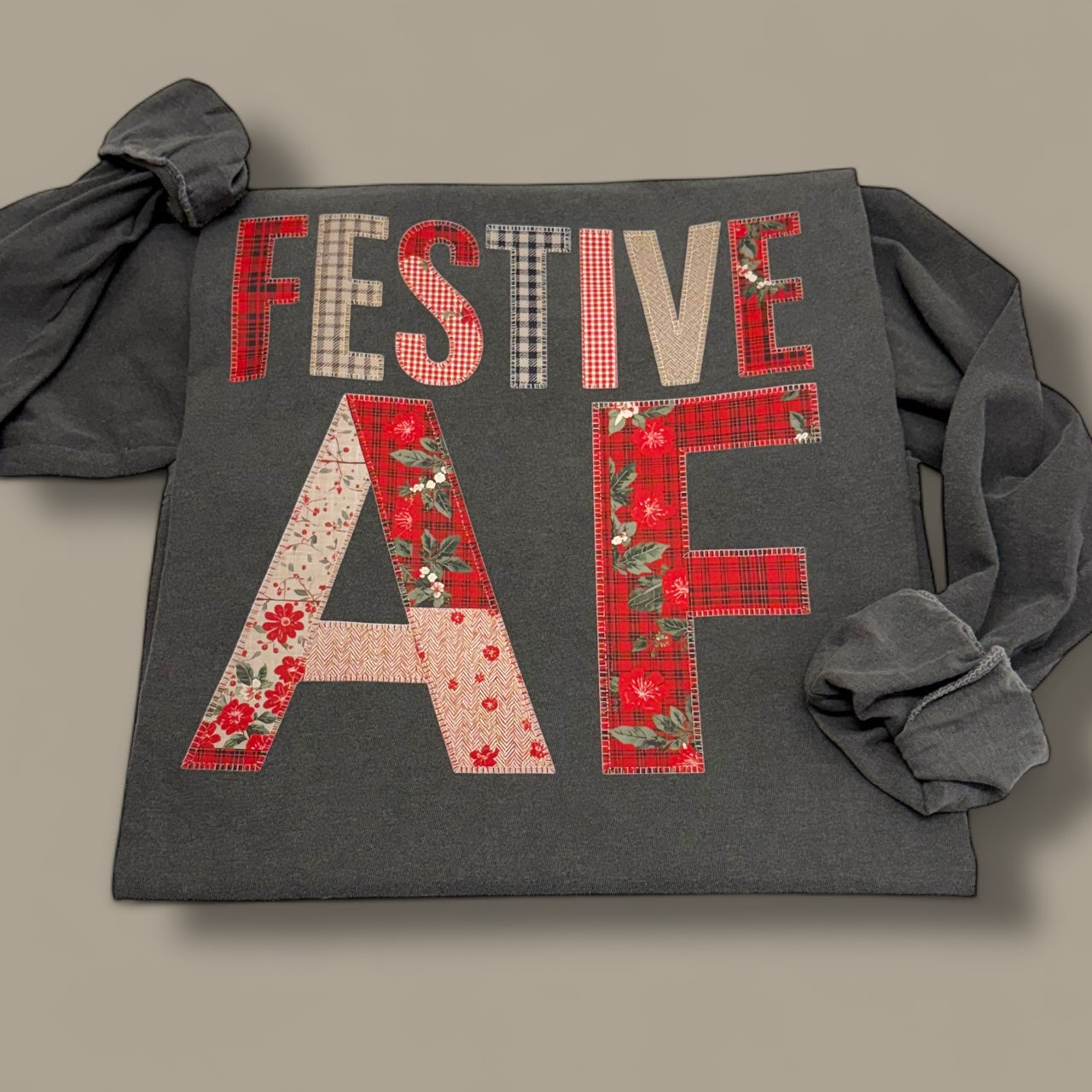 Festive AF Patchwork Christmas T-Shirt