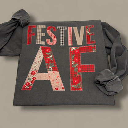 Festive AF Patchwork Christmas T-Shirt