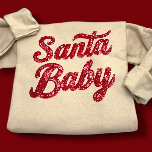 Santa Baby Faux Sequin Sweatshirt