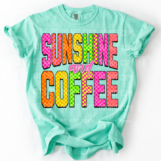Sunshine & Coffee Checkered Neons T-Shirt