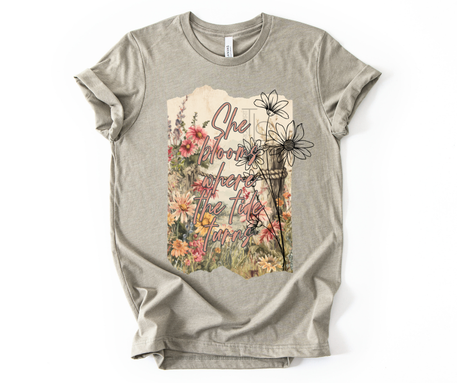 She Blooms Where The Tide Turns Custom Exclusive T-Shirt