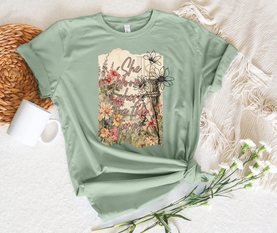 She Blooms Where The Tide Turns Custom Exclusive T-Shirt