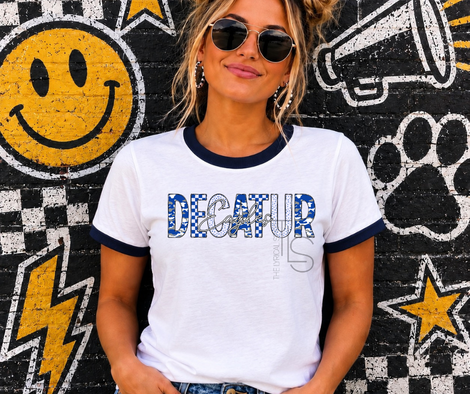 Decatur Eagles Blue Camo Exclusive Ringer T-Shirt