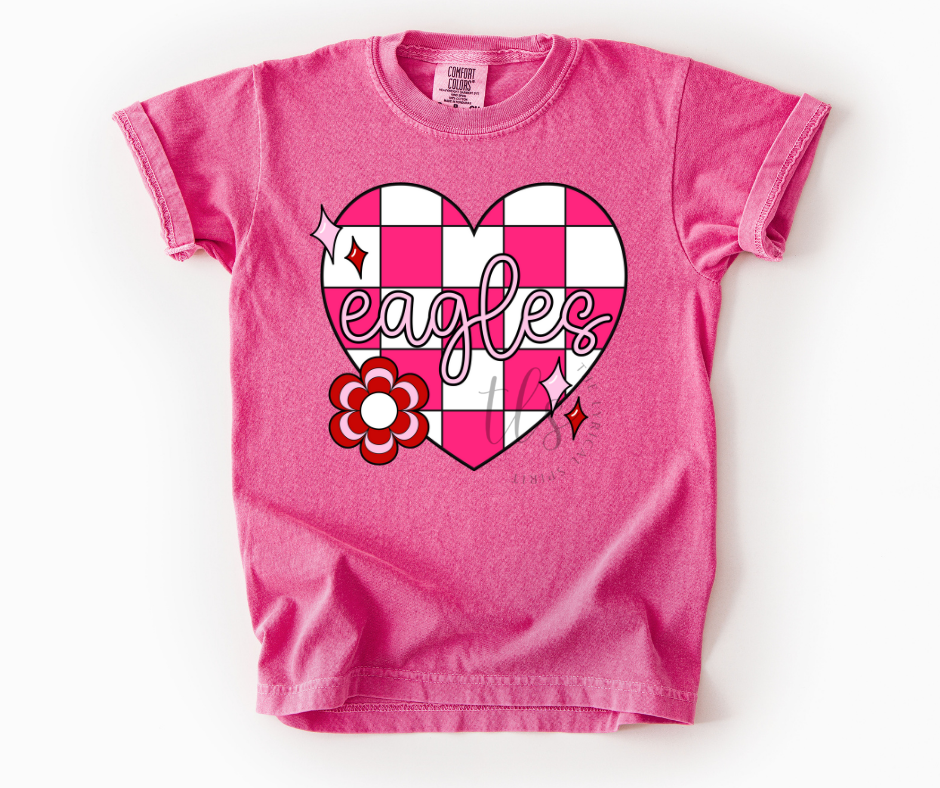 Eagles Checkered Heart Youth Custom Exclusive T-Shirt