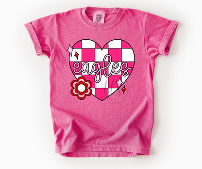 Eagles Checkered Heart Youth Custom Exclusive T-Shirt