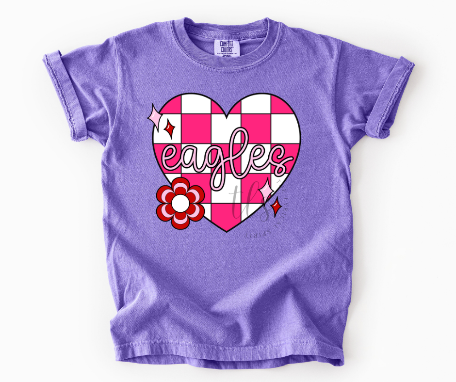 Eagles Checkered Heart Youth Custom Exclusive T-Shirt