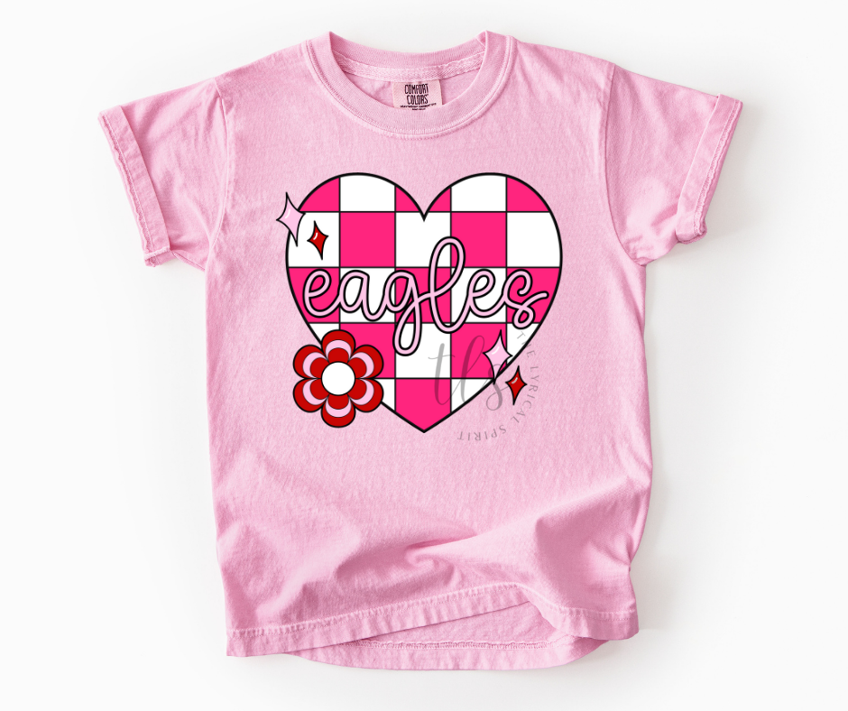 Eagles Checkered Heart Youth Custom Exclusive T-Shirt