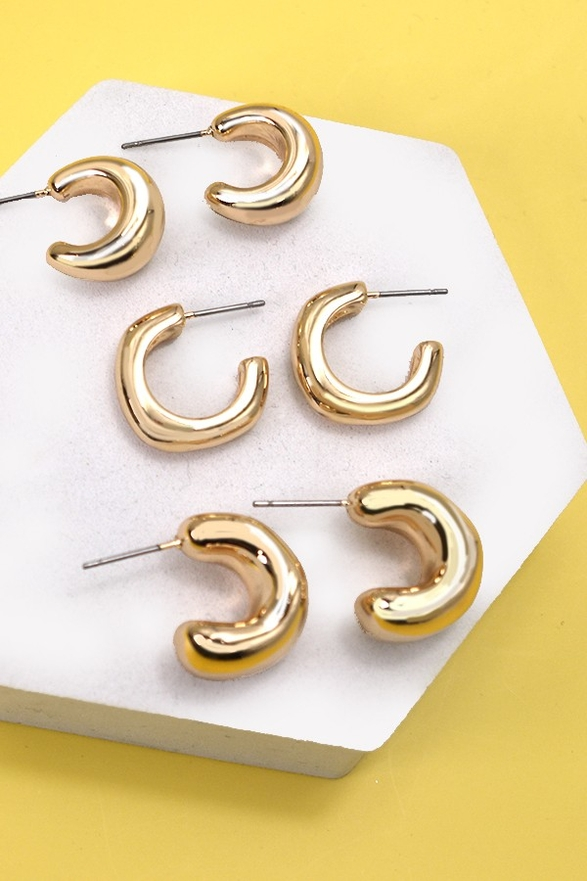 Bubbly Mini Huggie Hoop Trio Earrings