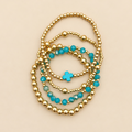 Boho Cross Multi Color Beaded Stretch Bracelet Set
