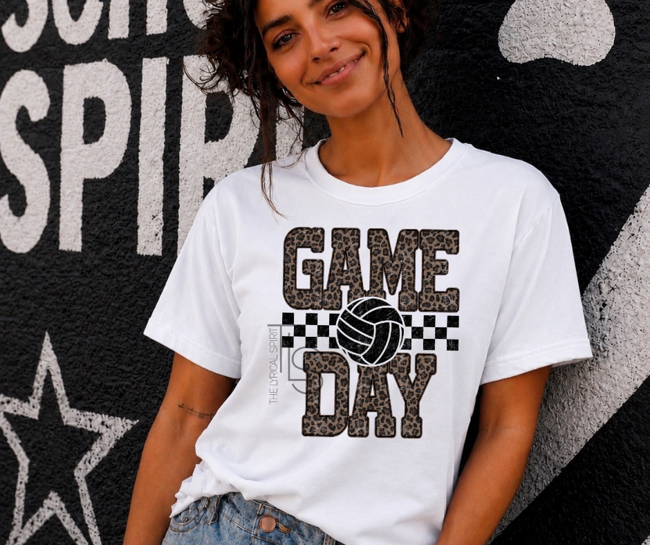Game Day Leopard Volleyball T-Shirt
