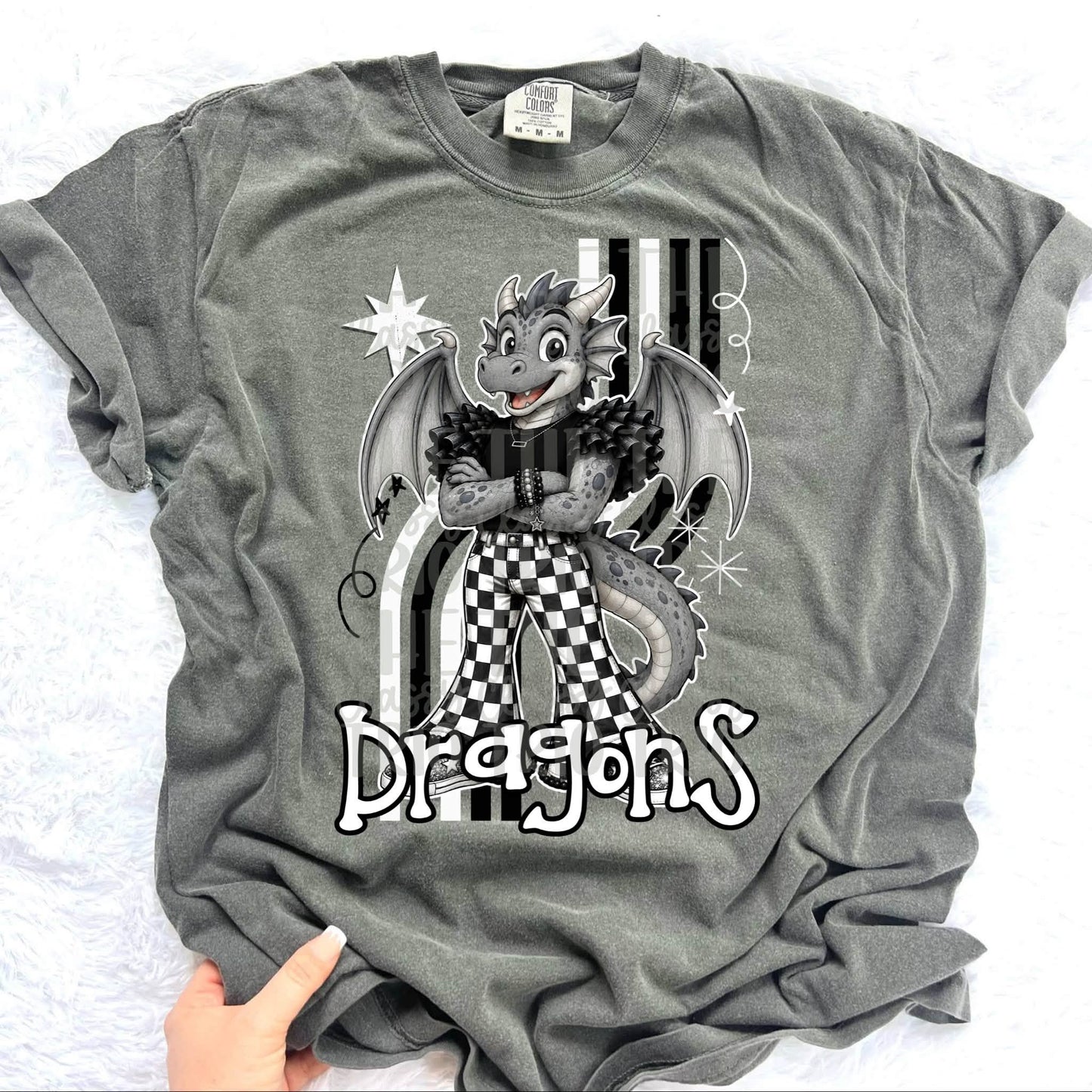Retro Mascot Checkered Pants Spirit T-Shirt