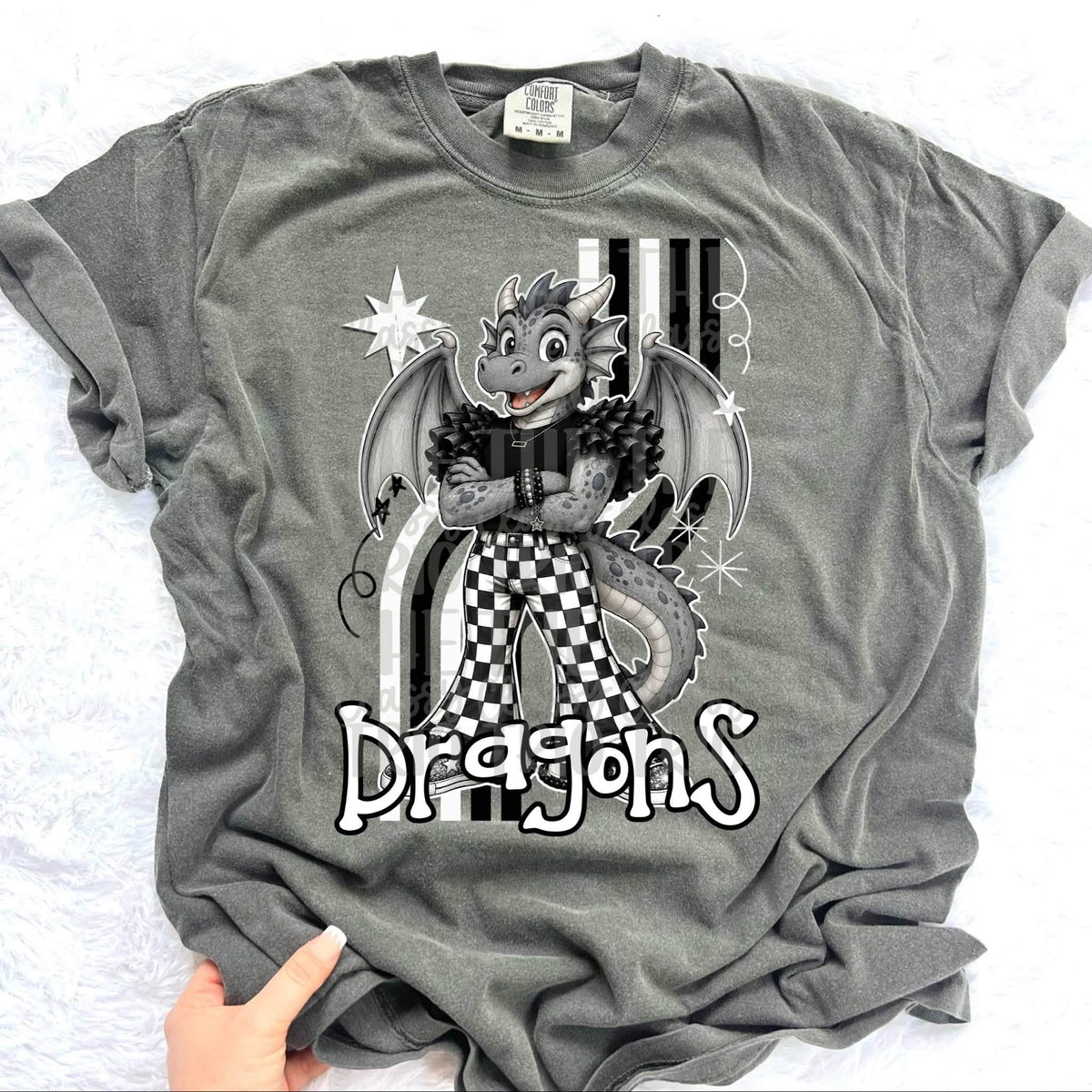 Retro Mascot Checkered Pants Spirit T-Shirt