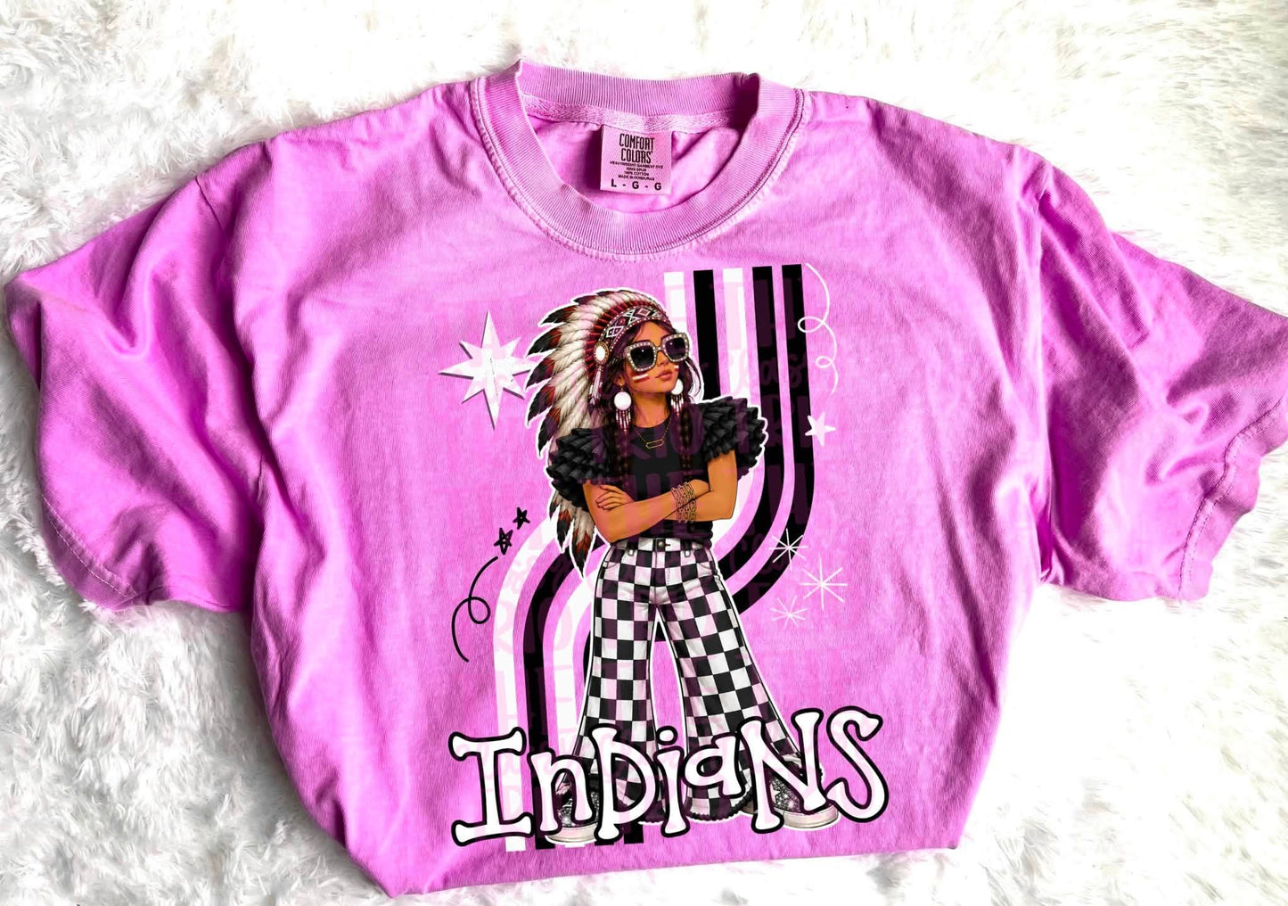 Retro Mascot Checkered Pants Spirit T-Shirt